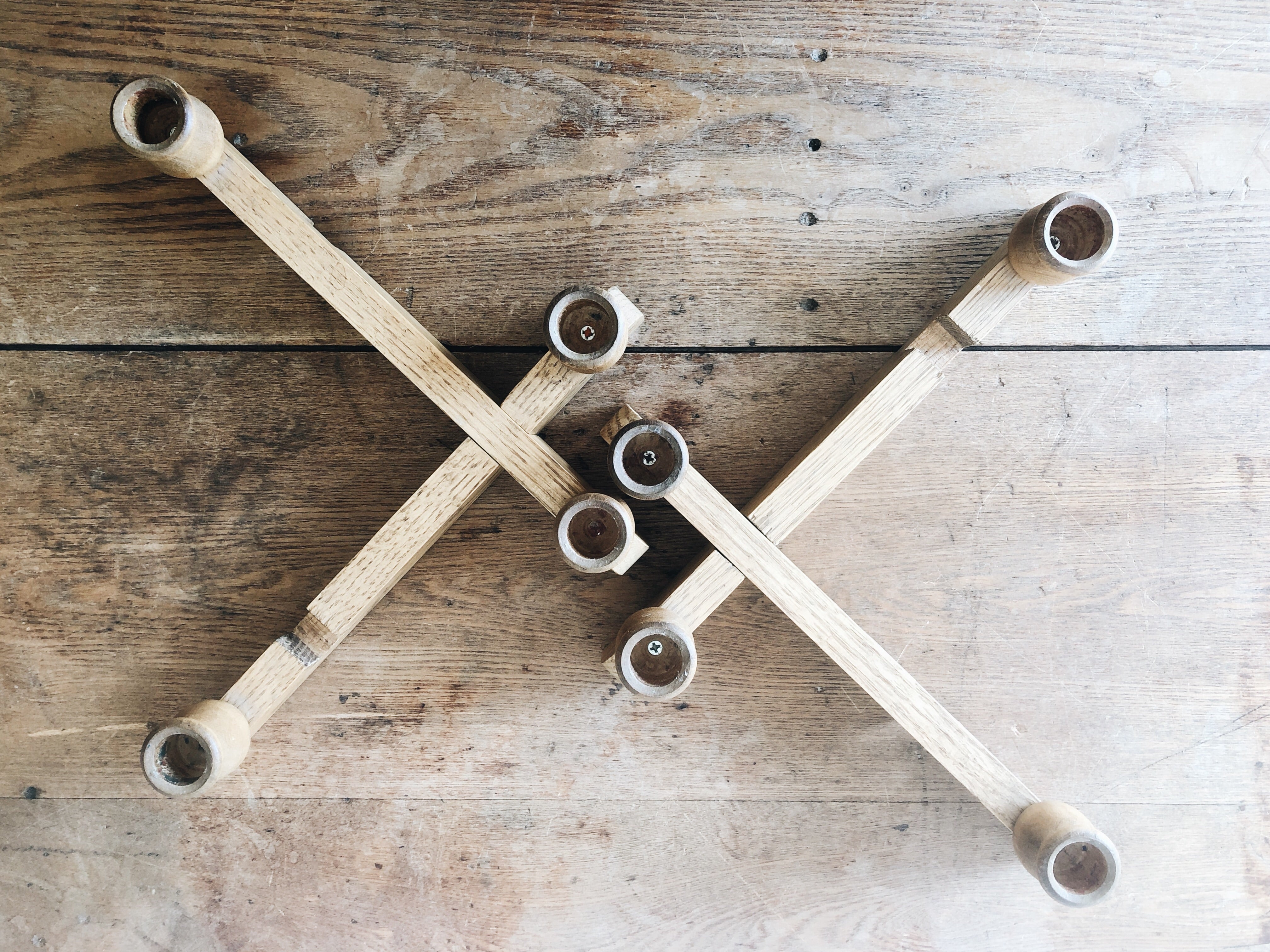 Vintage Wooden Adjustable Candelabra - Thumbnail 4