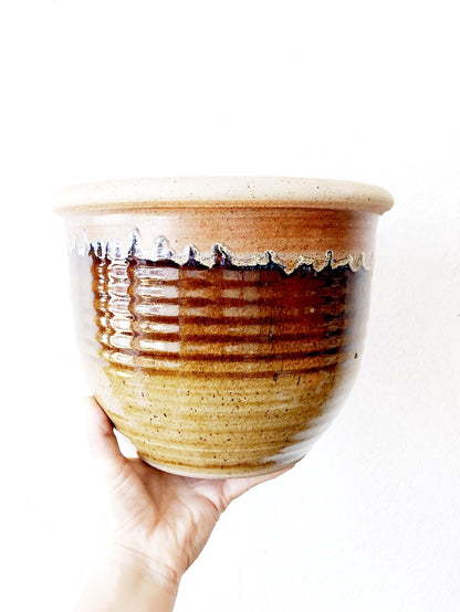 Large Vintage Handmade Stoneware Planter