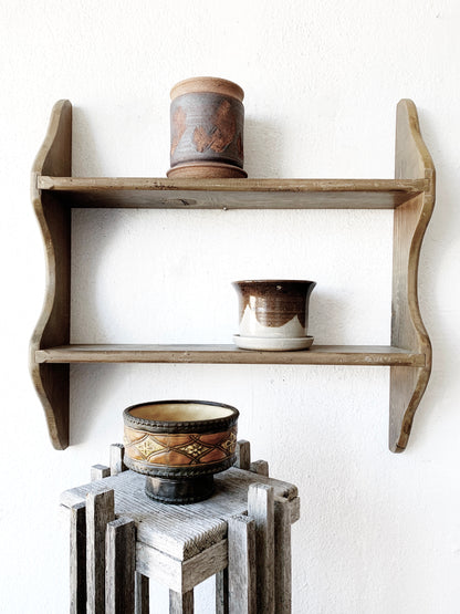 Large Vintage Wood Wall Shelf