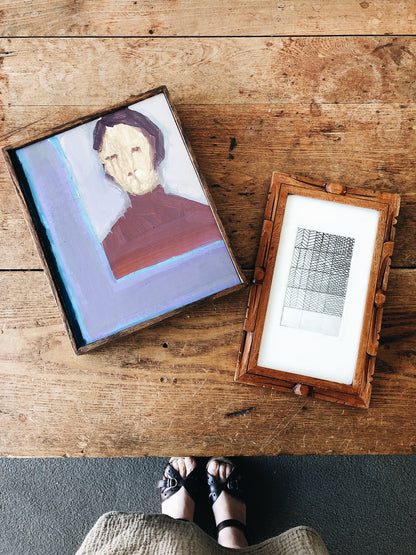 Vintage Etching in Carved Frame