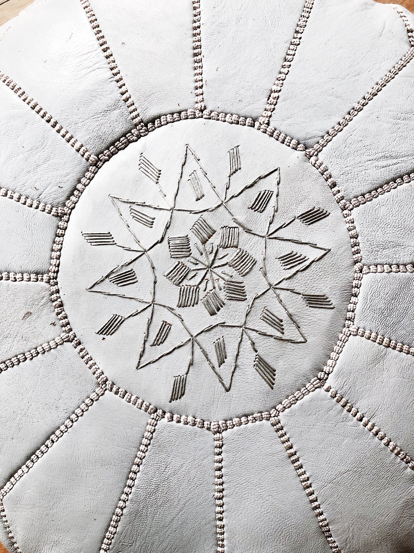 Leather Moroccan Pouf Ottoman