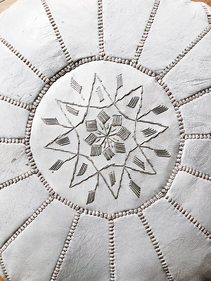 Leather Moroccan Pouf Ottoman