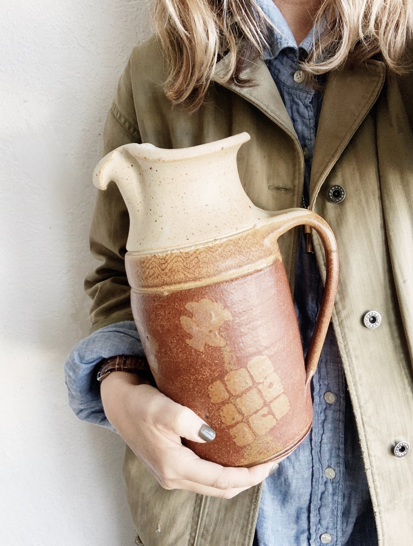 Large Vintage Pottery Pitcher