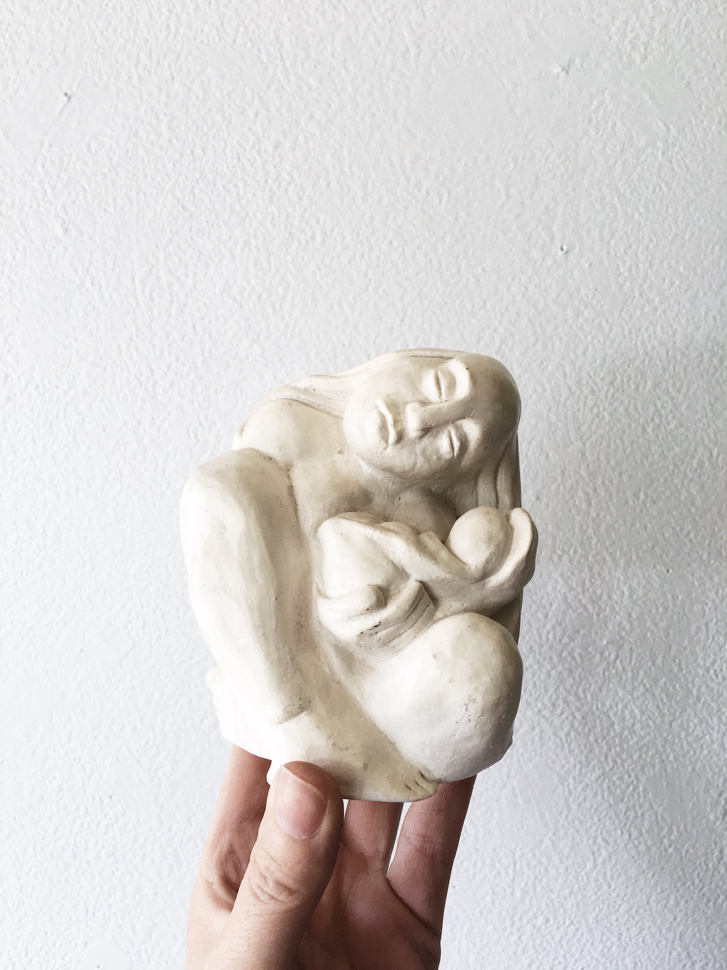 Vintage Plaster Mother and Child Statue