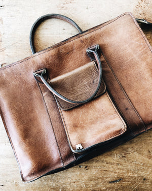 Vintage Leather Briefcase / Laptop Bag