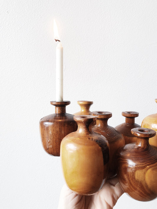 Vintage Wood Pod Vase Cluster