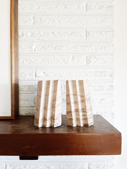 Vintage Pink Marble Bookends