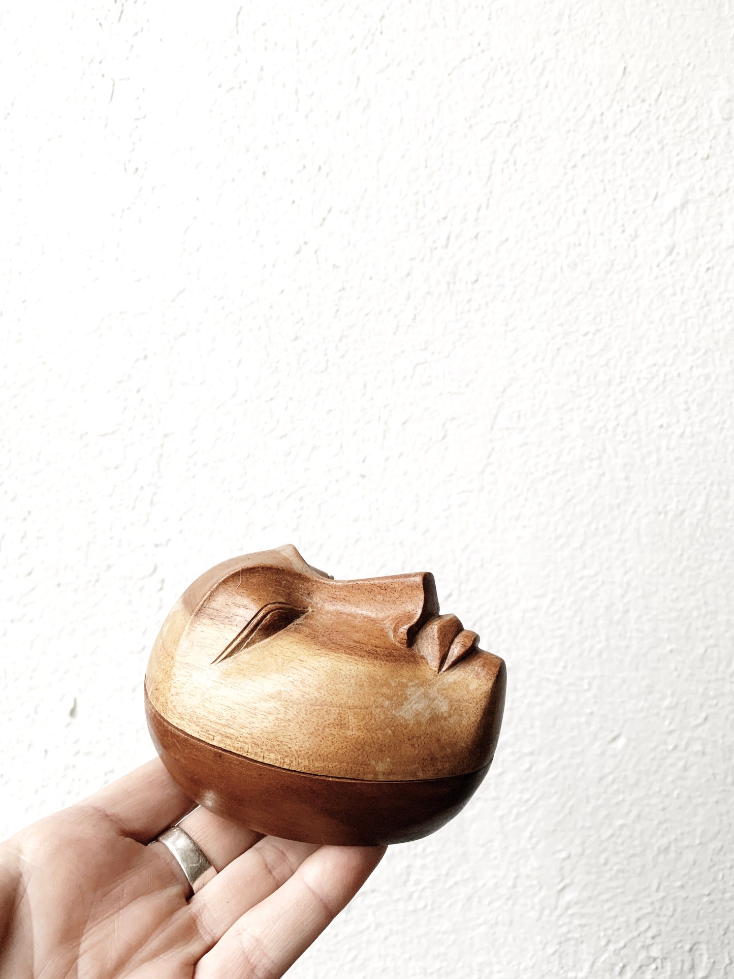 Carved Wood Face Box