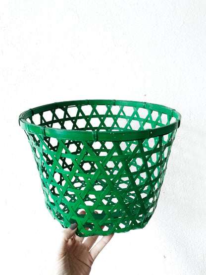 Vintage Open Weave Bamboo Basket