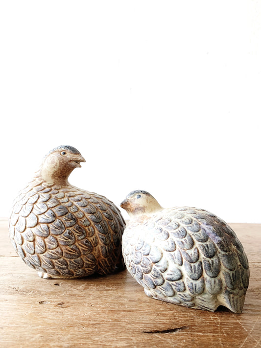 RESERVED Mid Century Ceramic Quail Pair