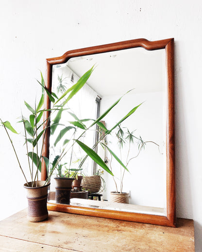 Large Vintage Mid Century Teak Mirror