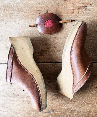 Vintage Tooled Leather Hair Barette