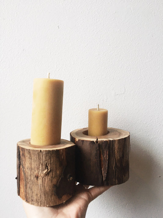 Handmade Wood  Cut Candle Holders