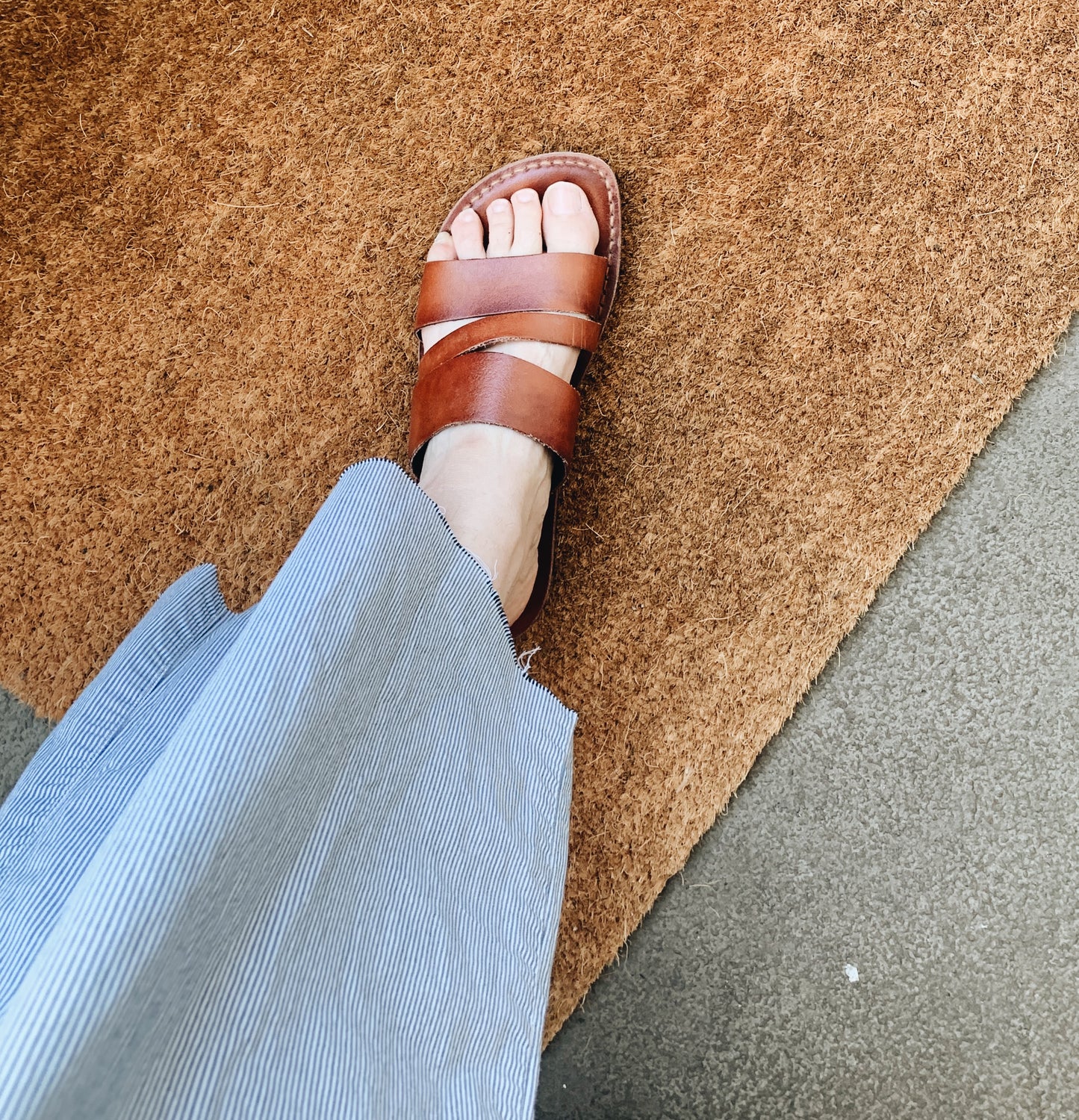 Vintage Leather Camel Brand Slides