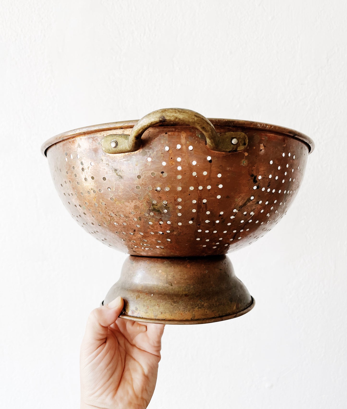 Large Vintage Copper Plated Colander