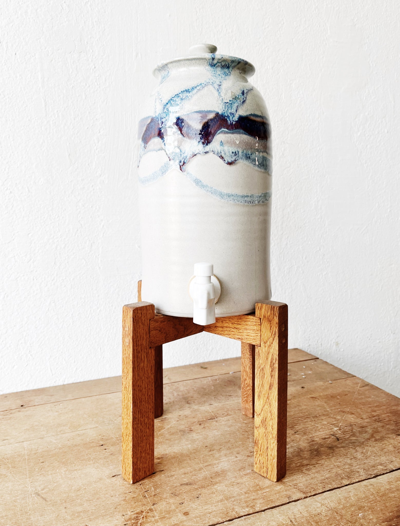 Vintage Ceramic Water Cooler and Stand Maven Collective