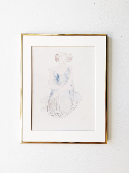 Vintage Rodin Watercolor Print