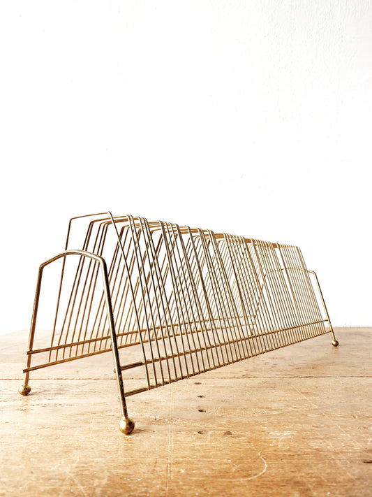Mid Century Goldtone Album Rack