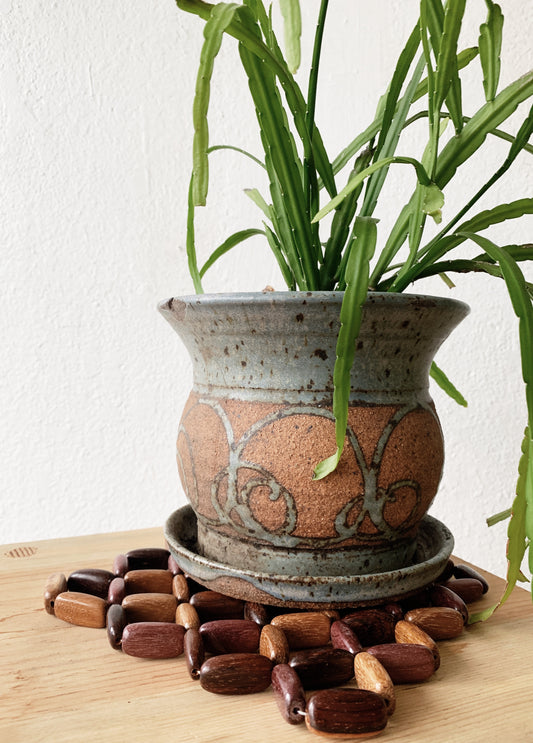 Vintage Beaded Wood Trivet