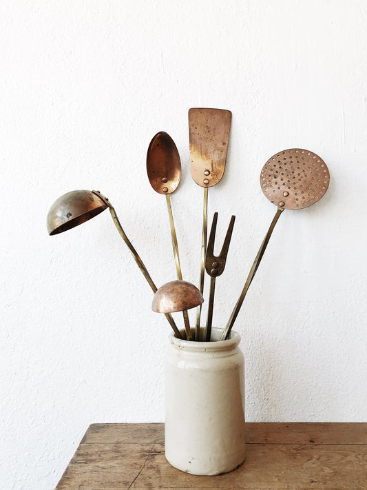 Vintage Copper Utensil Set