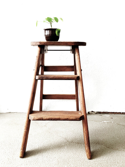 Vintage Rustic Wood Step Ladder