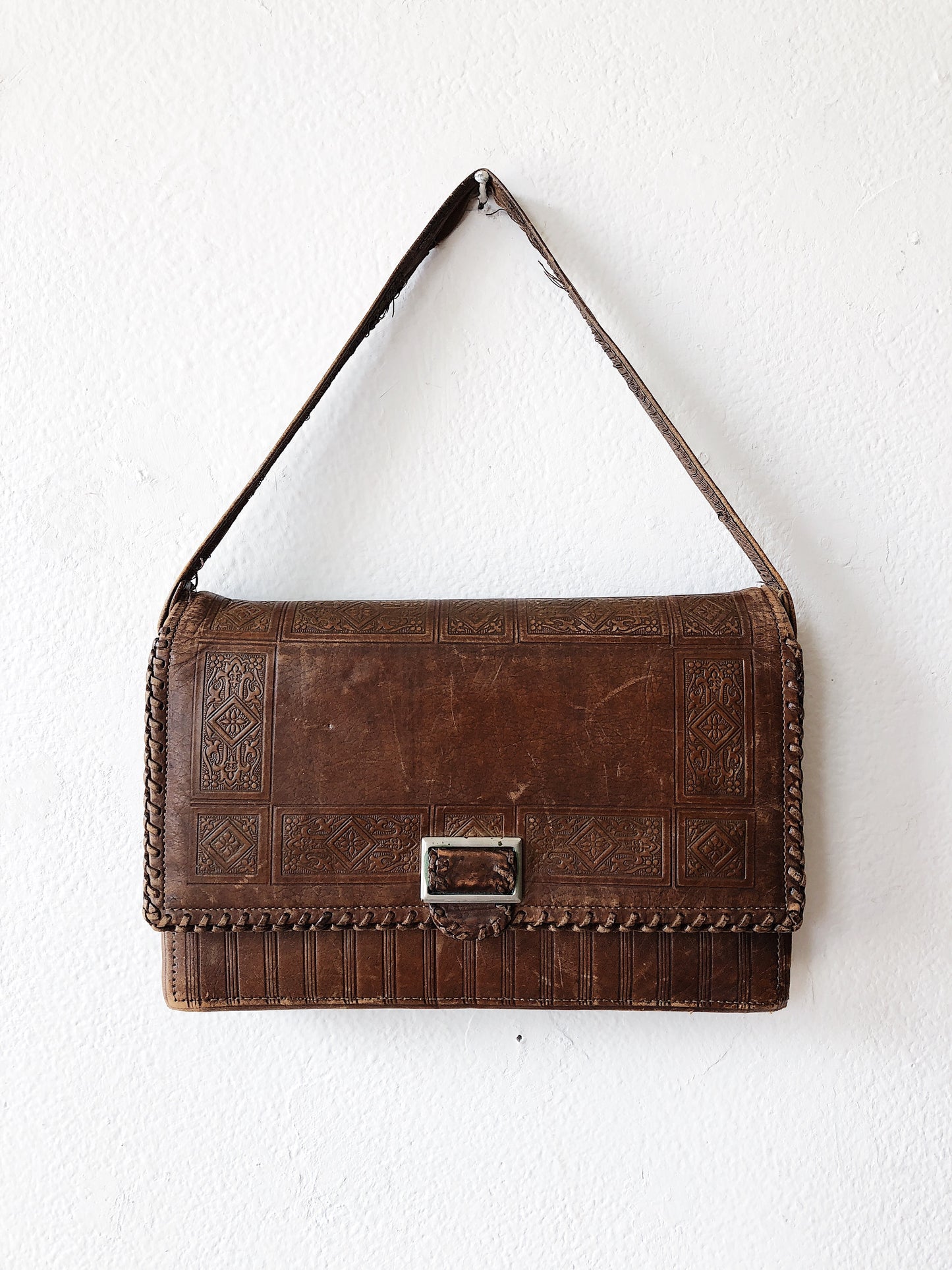 Antique Leather Deco Clutch