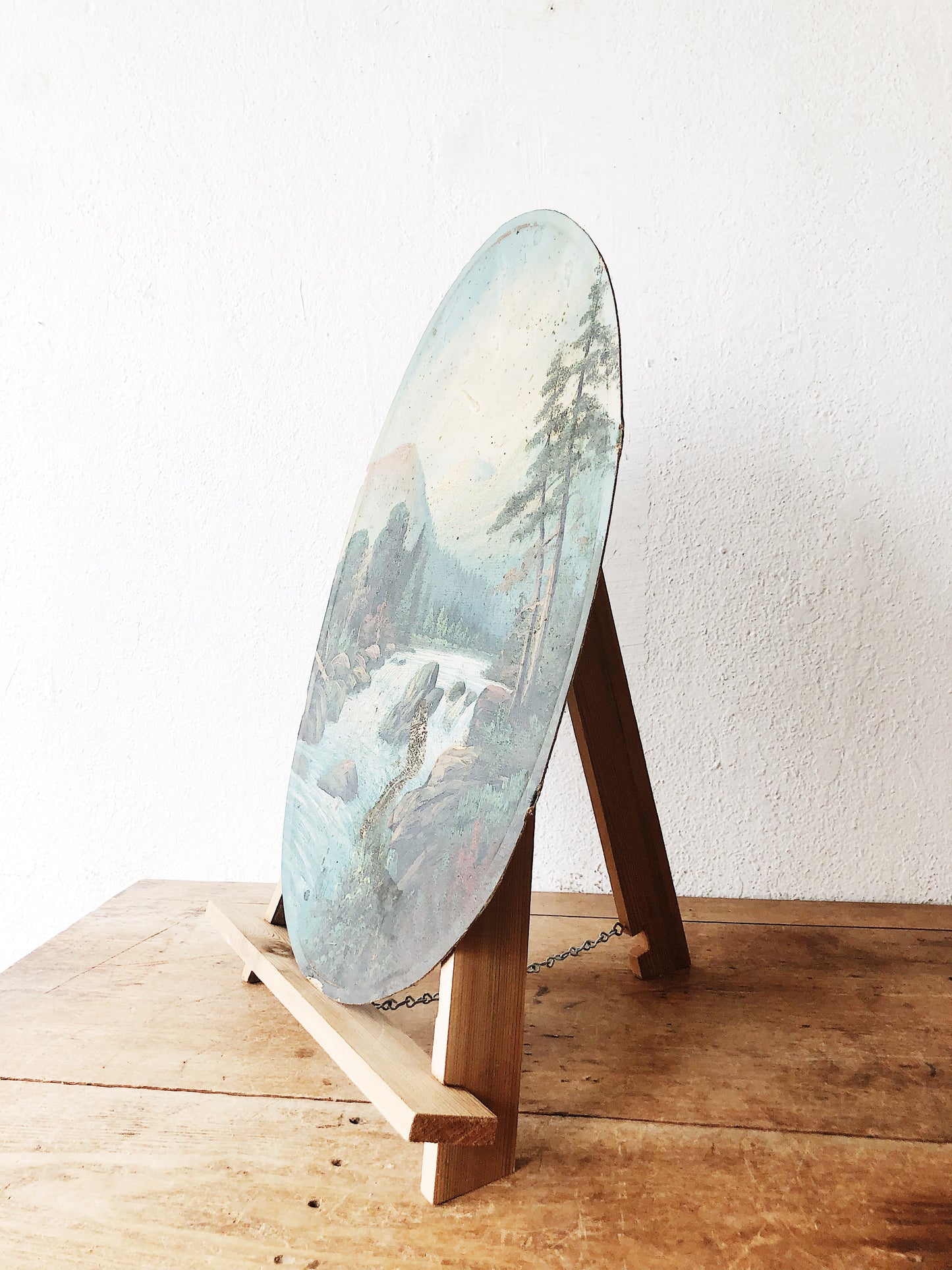 Antique Oil Painting with Easel