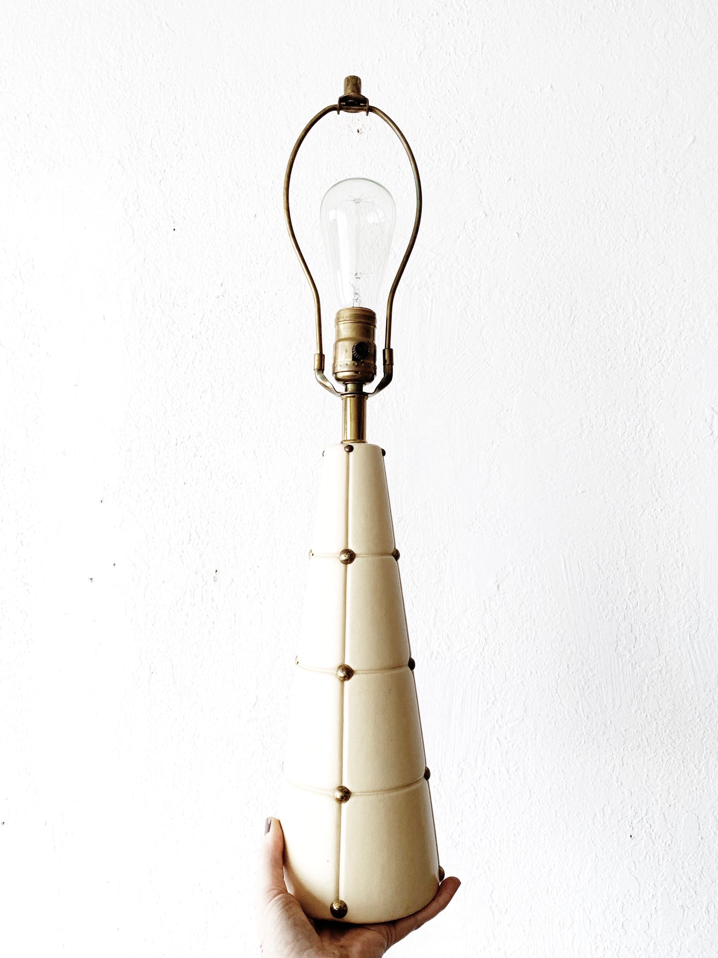Mid Century Brass Studded Lamp
