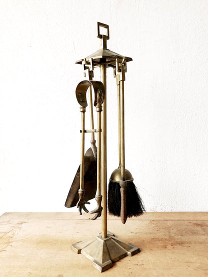 Antique Brass Firebox Tool Set