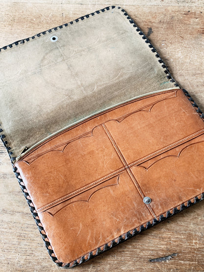Vintage Tooled Leather Folio