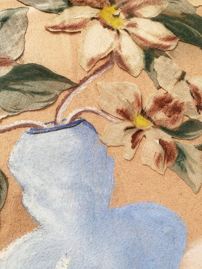 Vintage Mixed Media Floral Painting