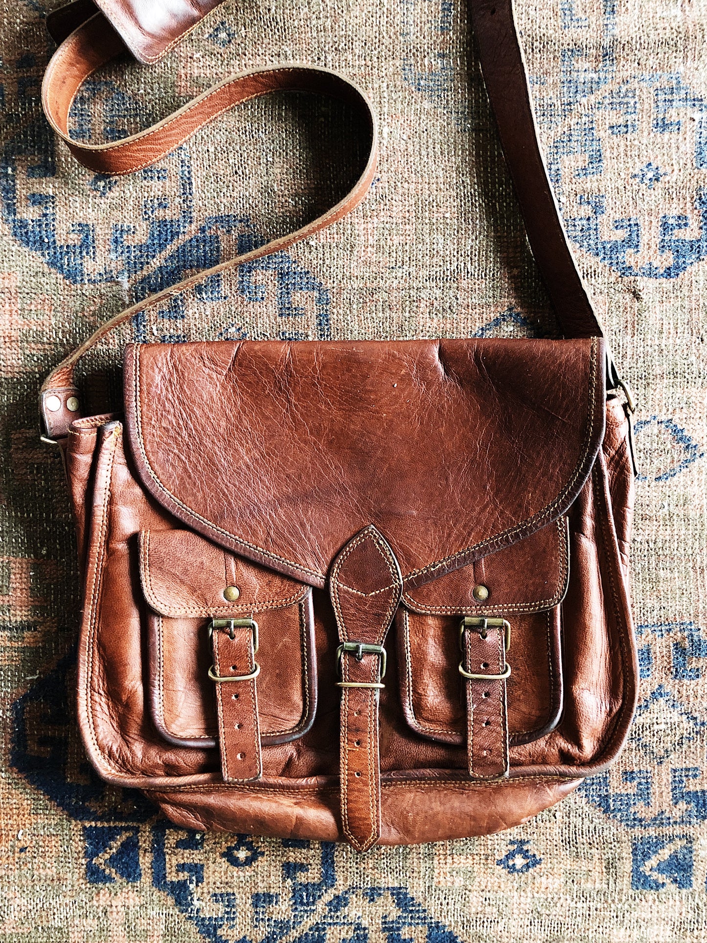 Vintage Leather Messenger Bag