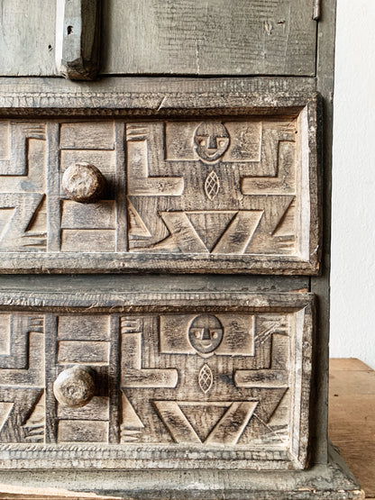 Antique Carved Wood Indonesian Cupboard