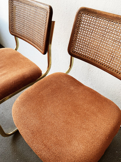 Three Vintage Caned Back Chairs