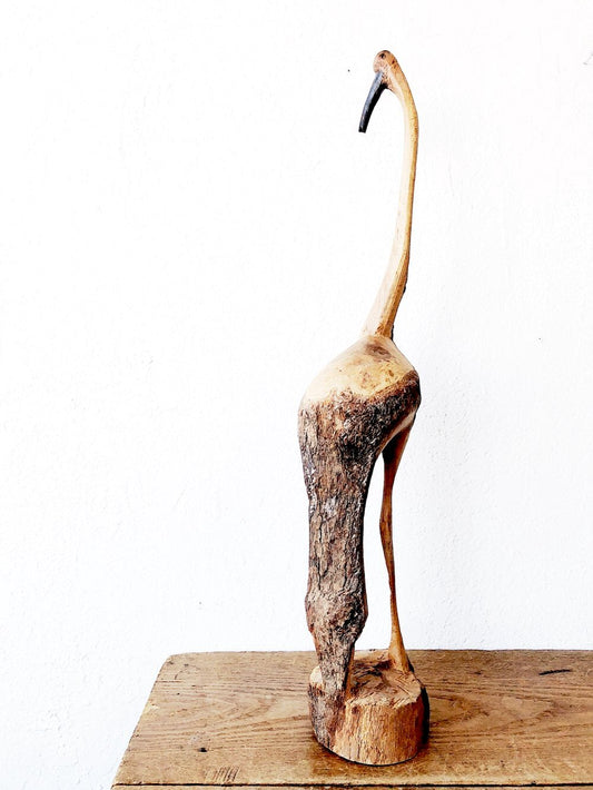 Handmade Vintage Carved Bird Sculpture