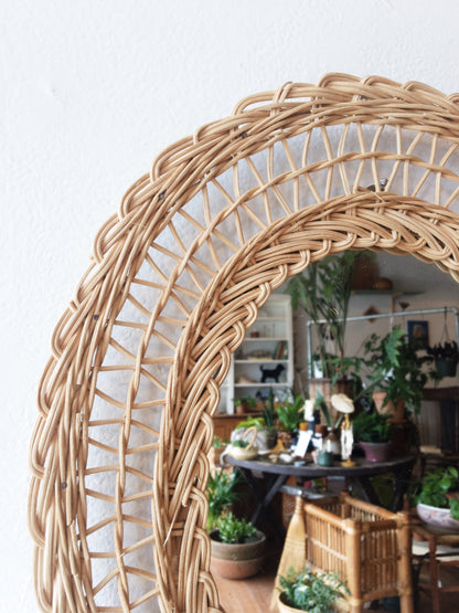 Vintage Wicker Framed Mirror