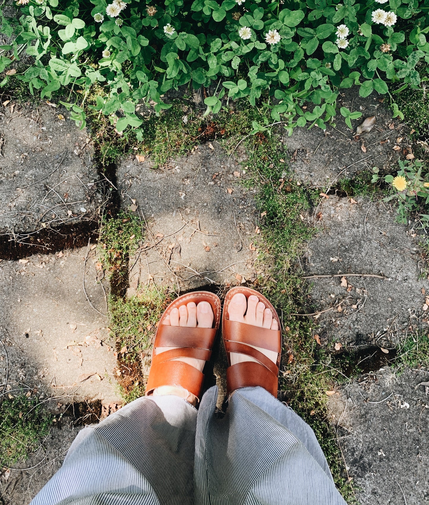 Vintage Leather Camel Brand Slides