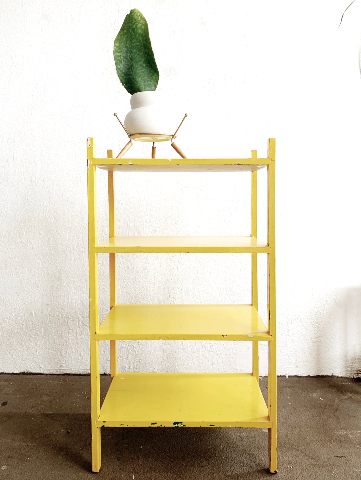 Sunny Yellow Vintage Wood Shelf