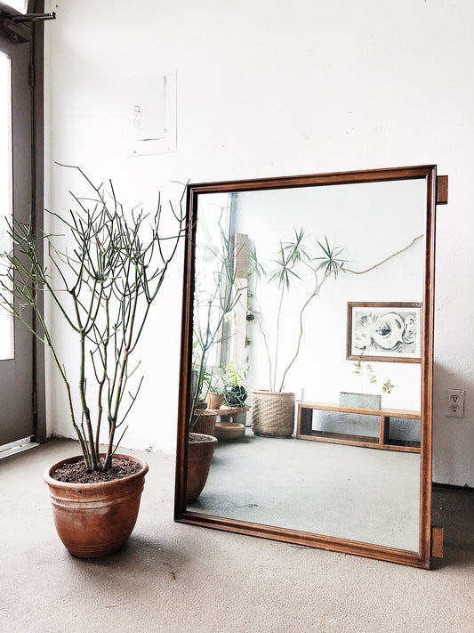 Mid Century Wall Sized Walnut Mirror