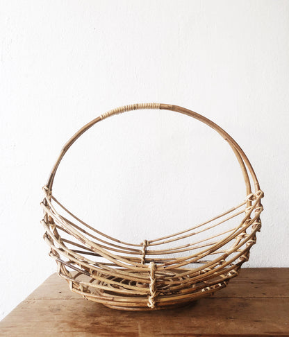 Vintage Bamboo Gathering Basket