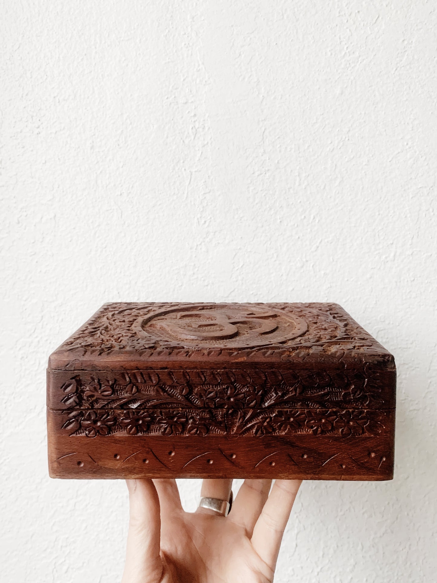 Vintage Carved Wood OM Box