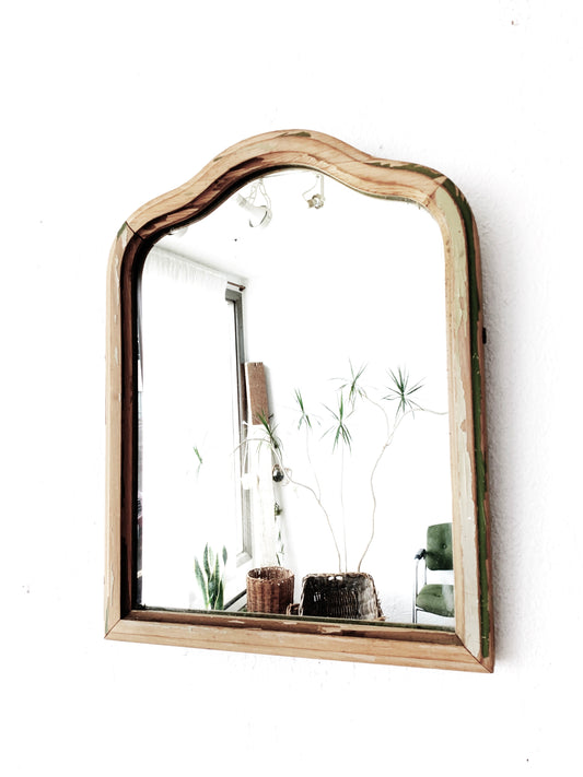 Antique Natural Wood Framed Mirror