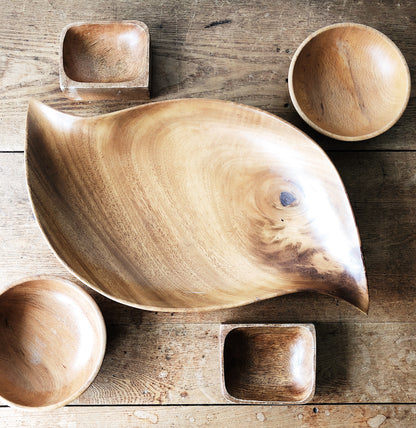 Vintage Wood Yin Yang Bowl