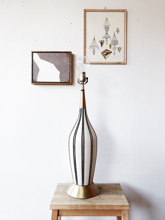 Vintage Mid Century Striped Ceramic Lamp