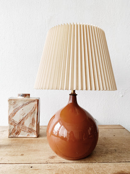 Vintage Ceramic Lamp with Pleated Shade