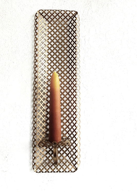 Mid Century Gold Tone Wall Shelf/ Candle Holder