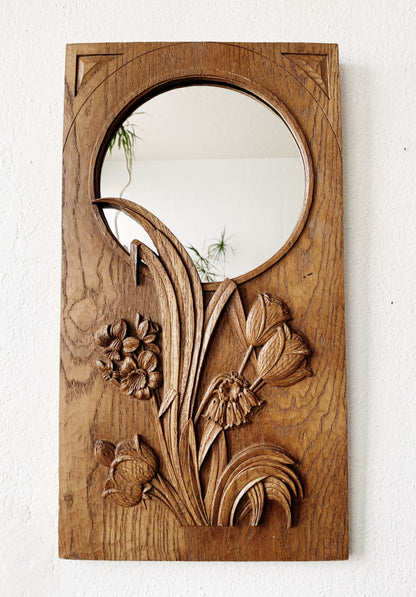 Vintage Carved Wood Art Mirror
