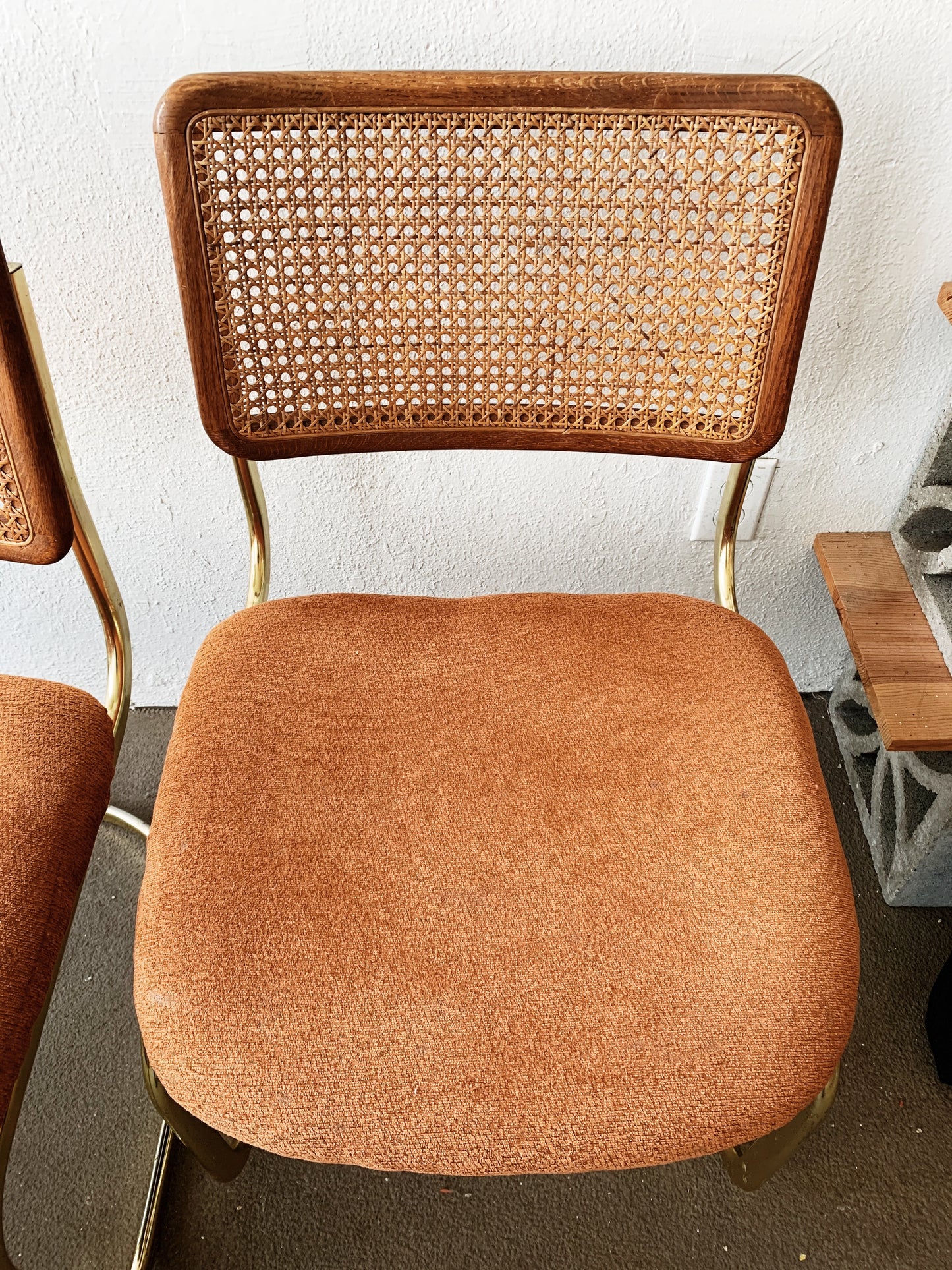 Three Vintage Caned Back Chairs