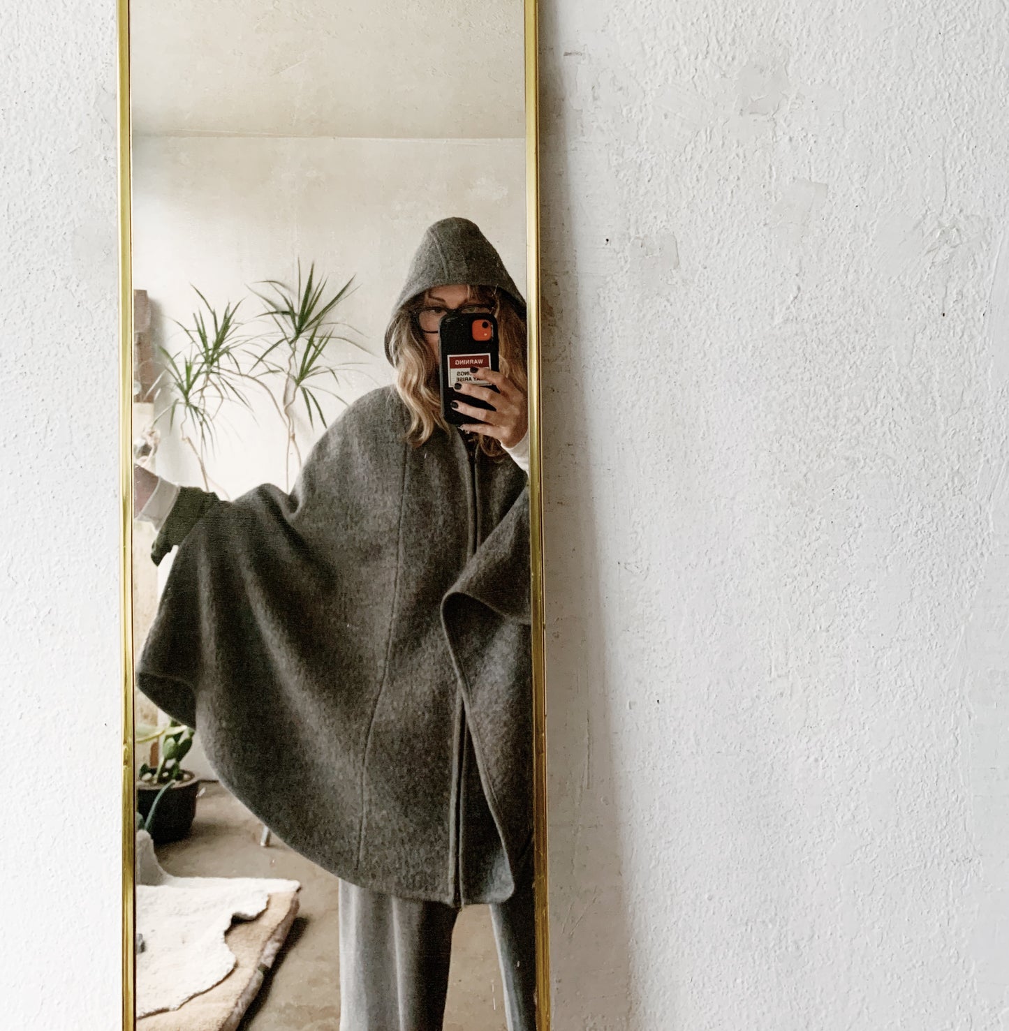 Boiled Wool Hooded Cape