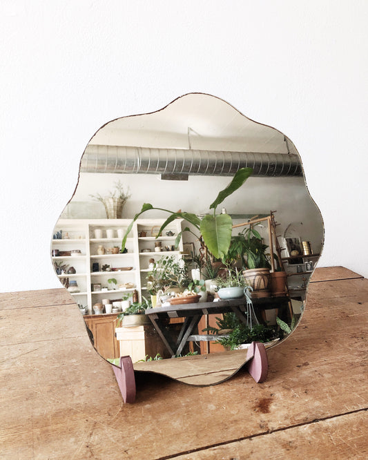 Vintage Scalloped Mirror and Stand